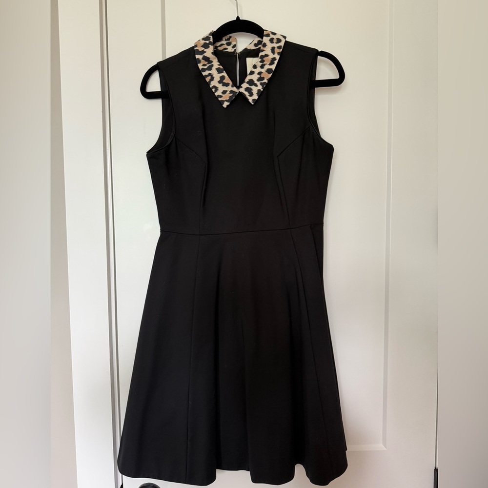 Kate Spade Rissa Fit & Flare Sleeveless Dress with Leopard Print collar Size 8 - Picture 4 of 6